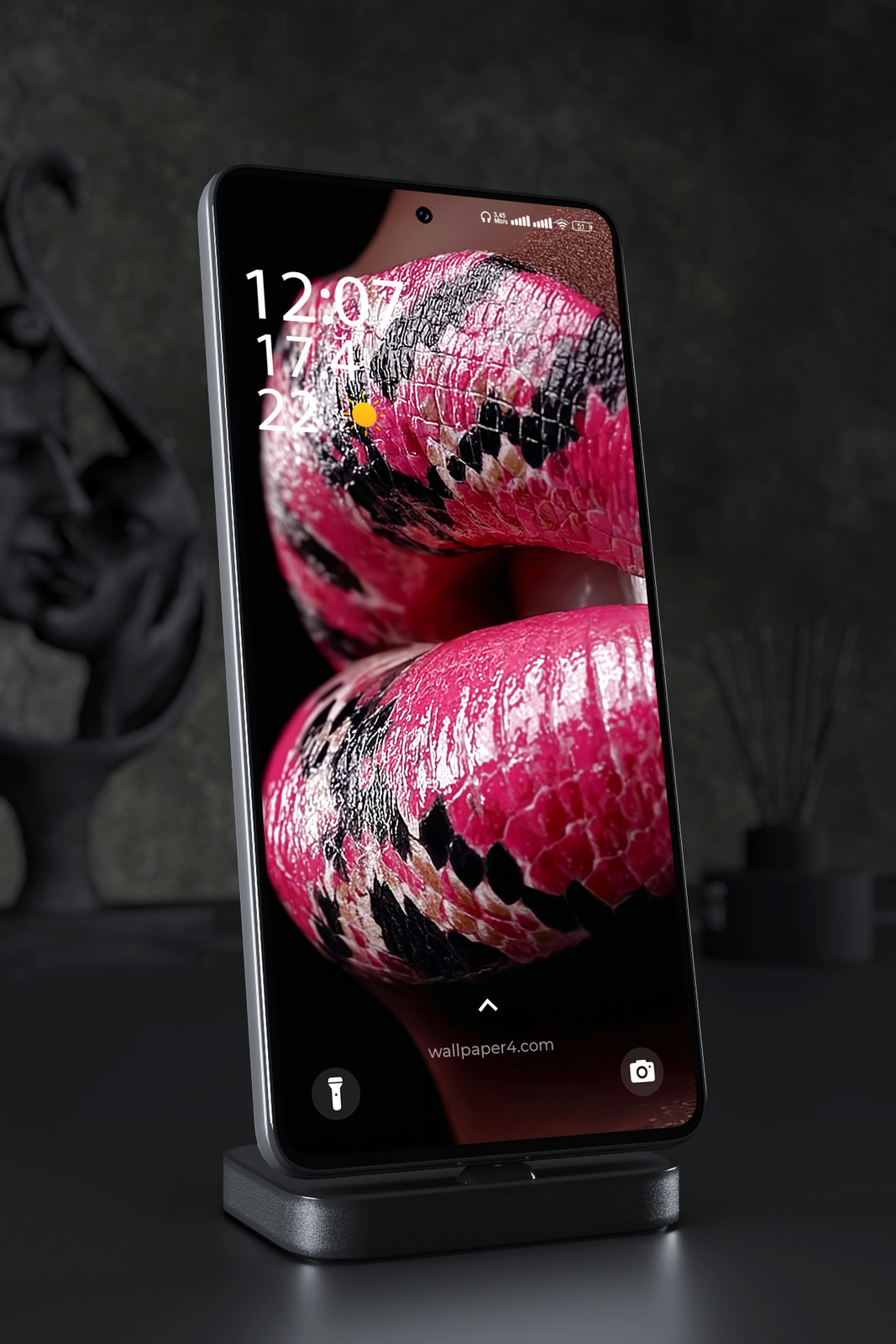 Phone Wallpaper 2638 - Snake Skin Lips Close-Up Bold Aesthetic Art