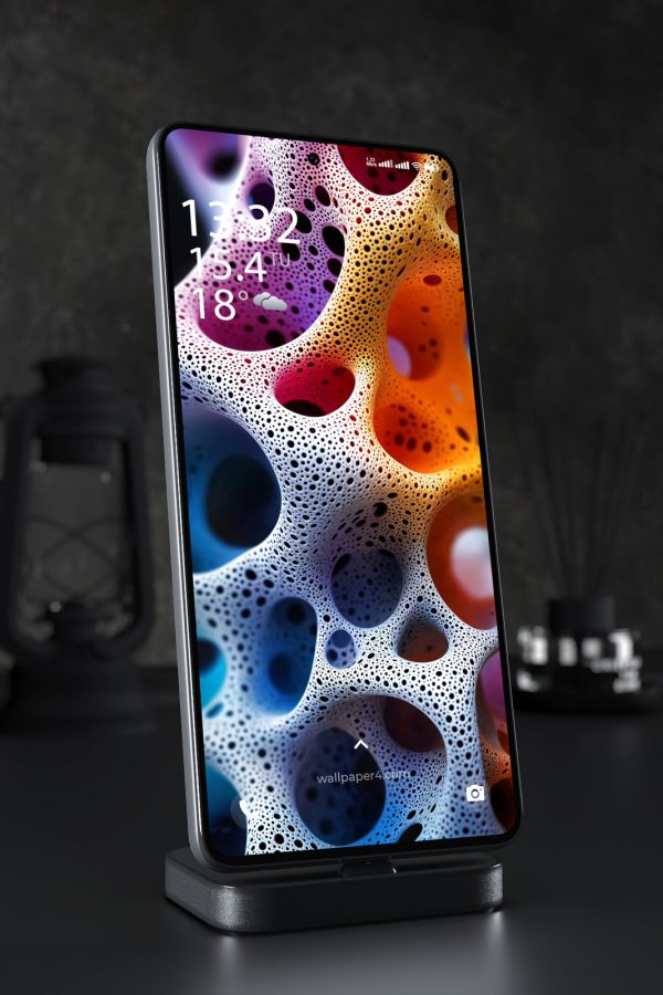 Phone Wallpaper 2649 - Vibrant Abstract Porous Structure Gradient Design