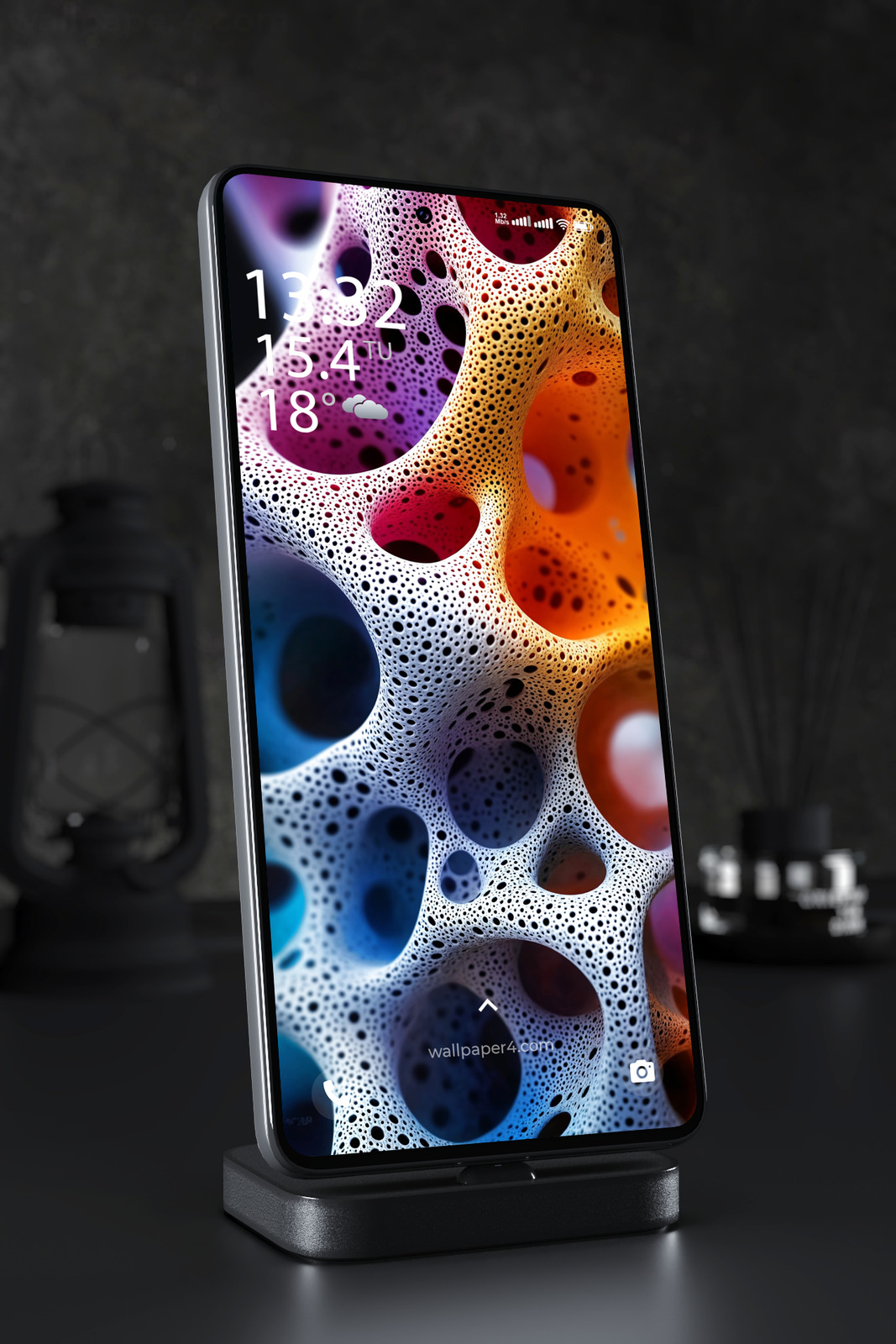 Phone Wallpaper 2649 - Vibrant Abstract Porous Structure Gradient Design