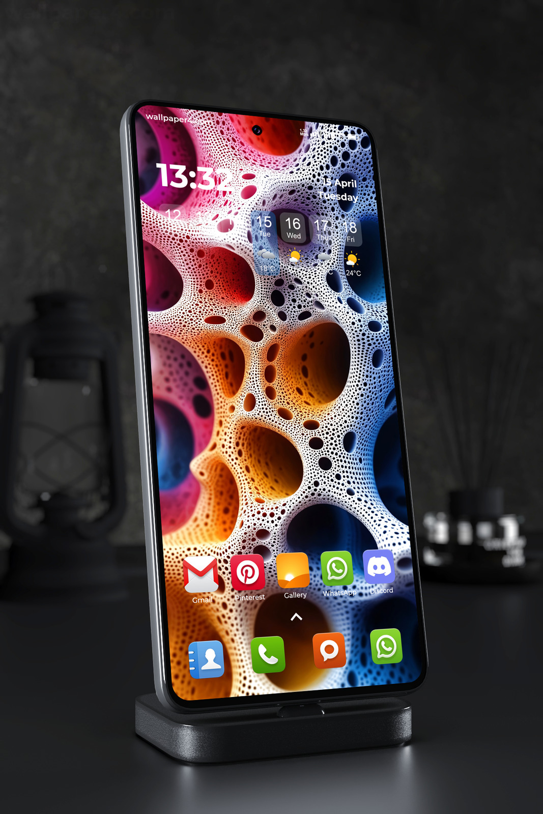 Mobile Wallpaper 2649 - Vibrant Abstract Porous Structure Gradient Design