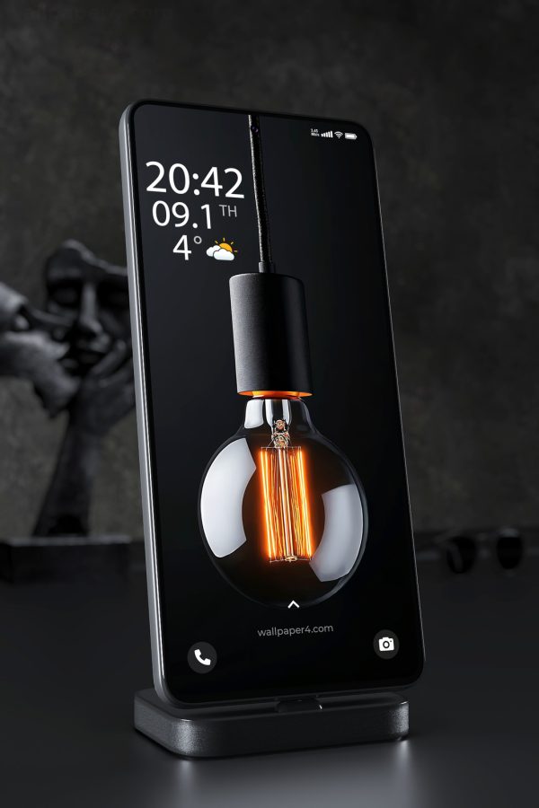 Phone Wallpaper 2659 - Minimalist Edison Bulb Glow in Dark Aesthetic