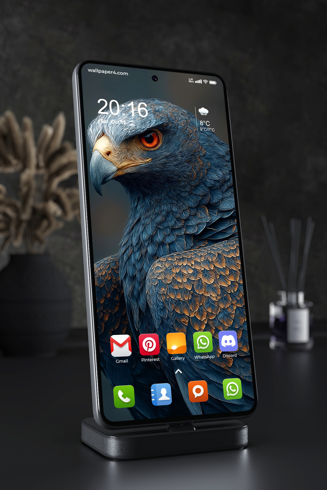 Phone Wallpaper 2669 - Majestic Eagle Portrait in Blue and Orange Tones