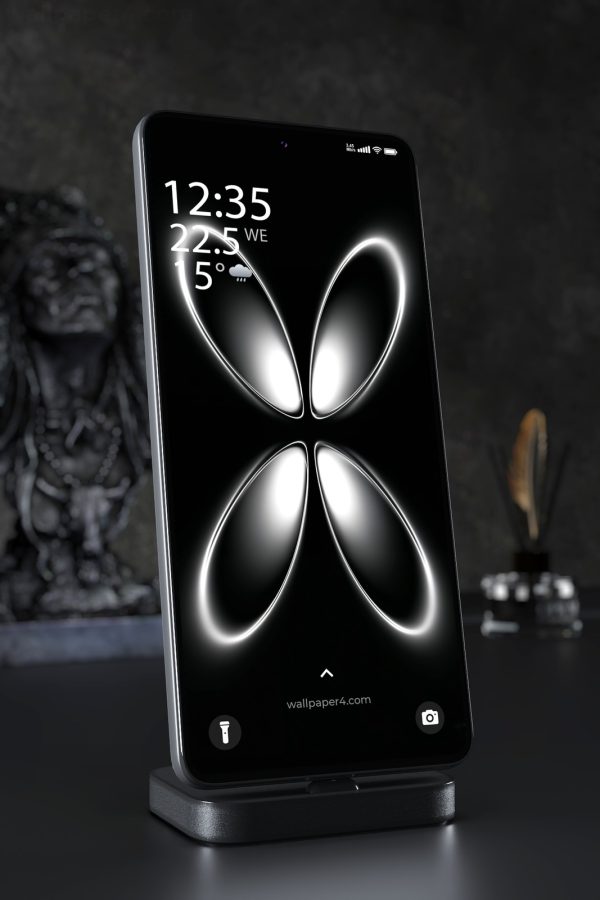 Phone Wallpaper 2688 - Abstract Neon Butterfly Glow on Black Background