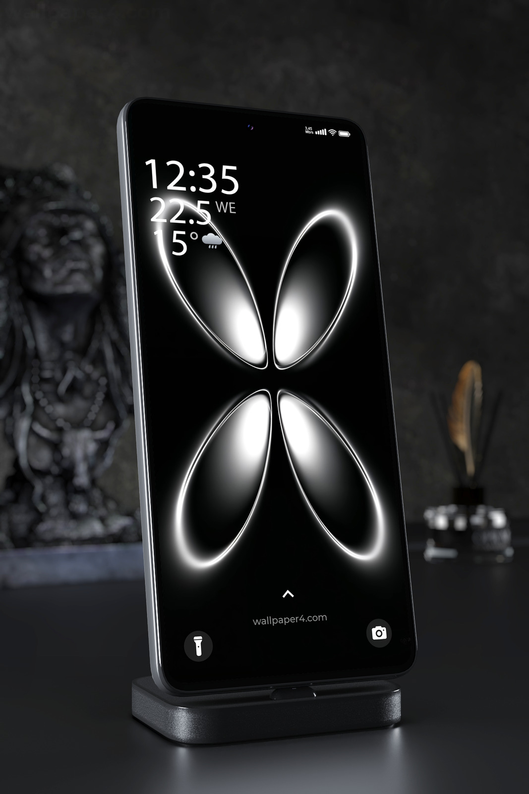 Phone Wallpaper 2688 - Abstract Neon Butterfly Glow on Black Background