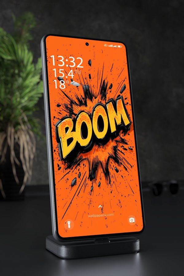 Phone Wallpaper 2690 - Boom Comic Explosion Orange Pop Art Design