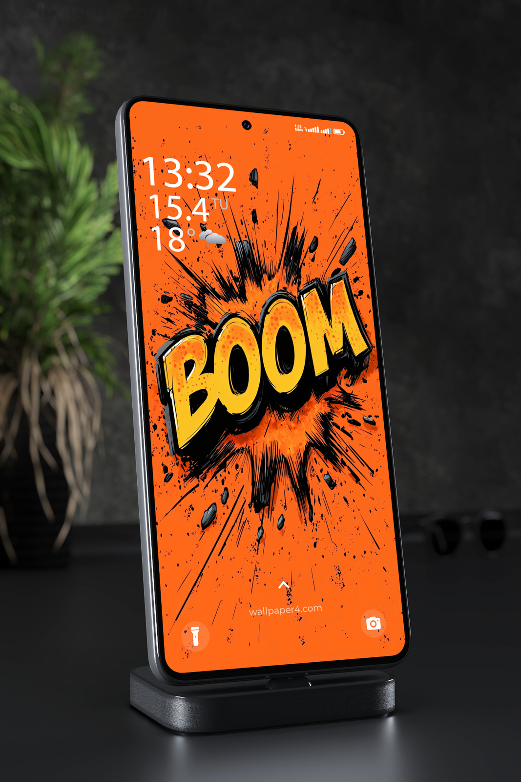 Phone Wallpaper 2690 - Boom Comic Explosion Orange Pop Art Design