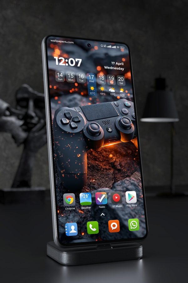 Phone Wallpaper 2693 - PlayStation Controller on Lava Gaming Scene
