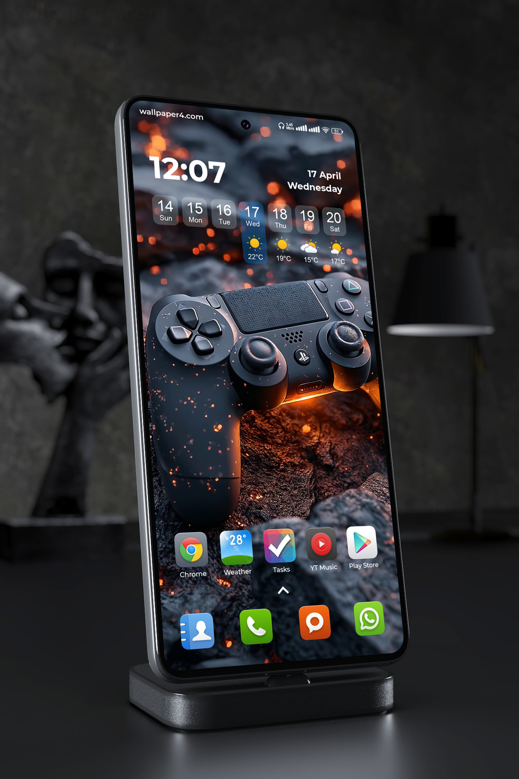Phone Wallpaper 2693 - PlayStation Controller on Lava Gaming Scene