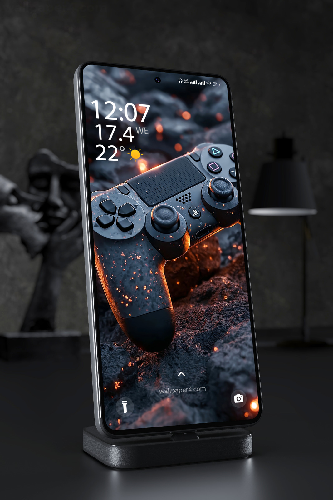 Mobile Wallpaper 2693 - PlayStation Controller on Lava Gaming Scene