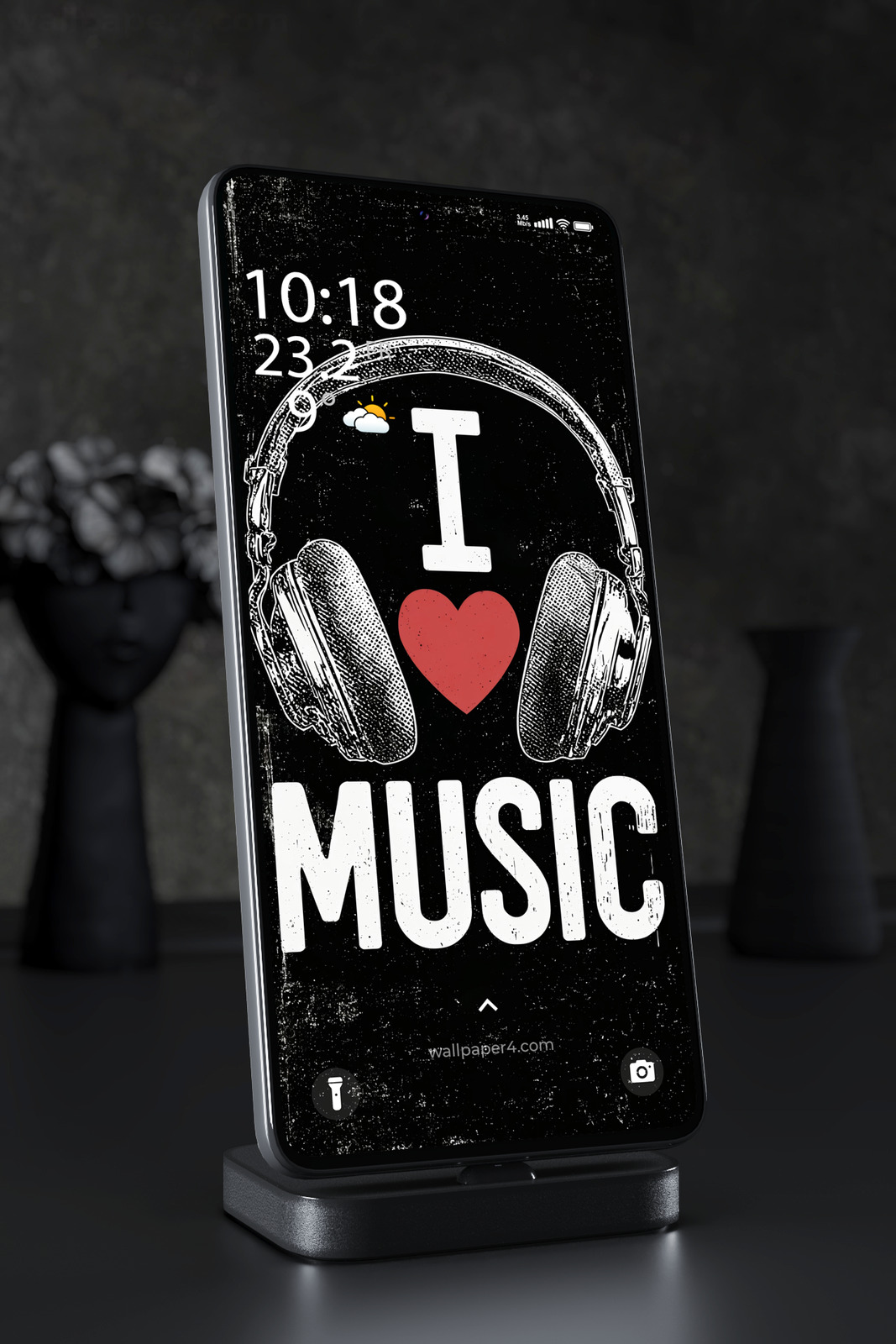 Phone Wallpaper 2696 - I Love Music Headphones Minimal Grunge Design