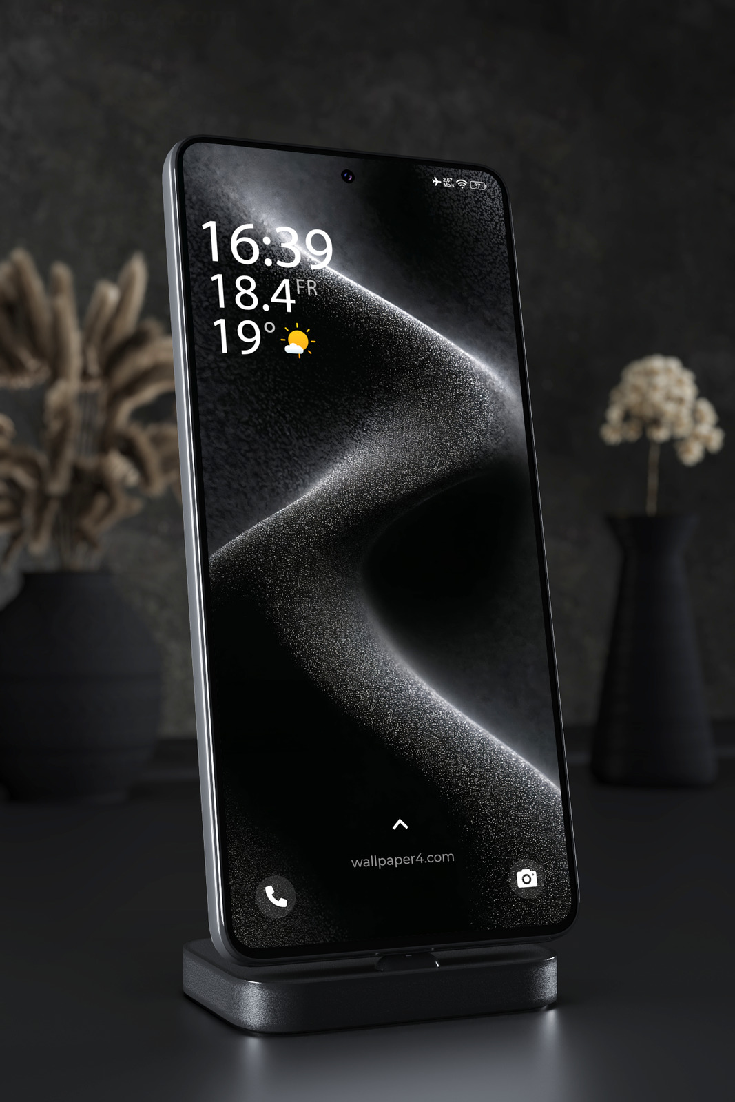 Phone Wallpaper 2703 - Abstract Dark Flow with Glowing Particles
