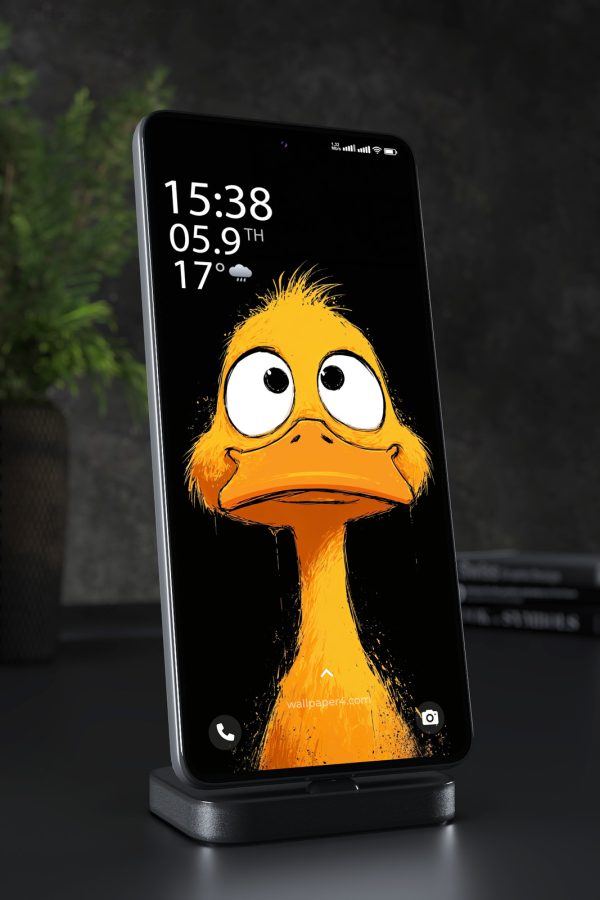 Phone Wallpaper 2719 - Funny Cartoon Ostrich with Big Eyes Portrait