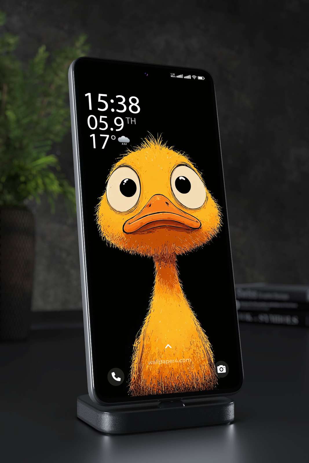 Mobile Wallpaper 2719 - Funny Cartoon Ostrich with Big Eyes Portrait