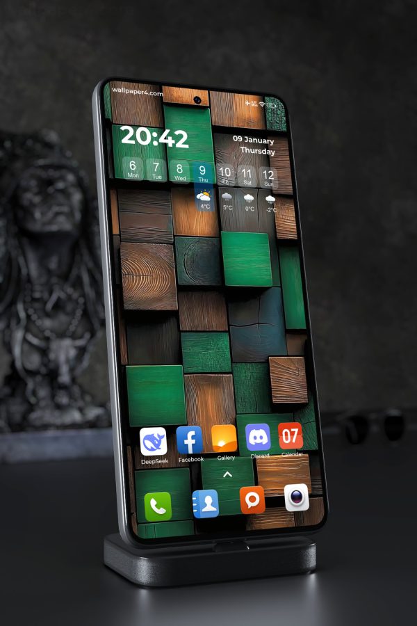 Phone Wallpaper 2726 - Abstract Wooden Blocks Green and Brown Texture