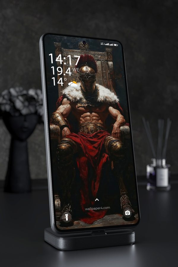 Phone Wallpaper 2735 - Dark Roman Warrior King on Throne Art