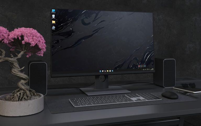 Desktop Wallpaper 2884 - Dark Abstract Liquid Ink 4K Background