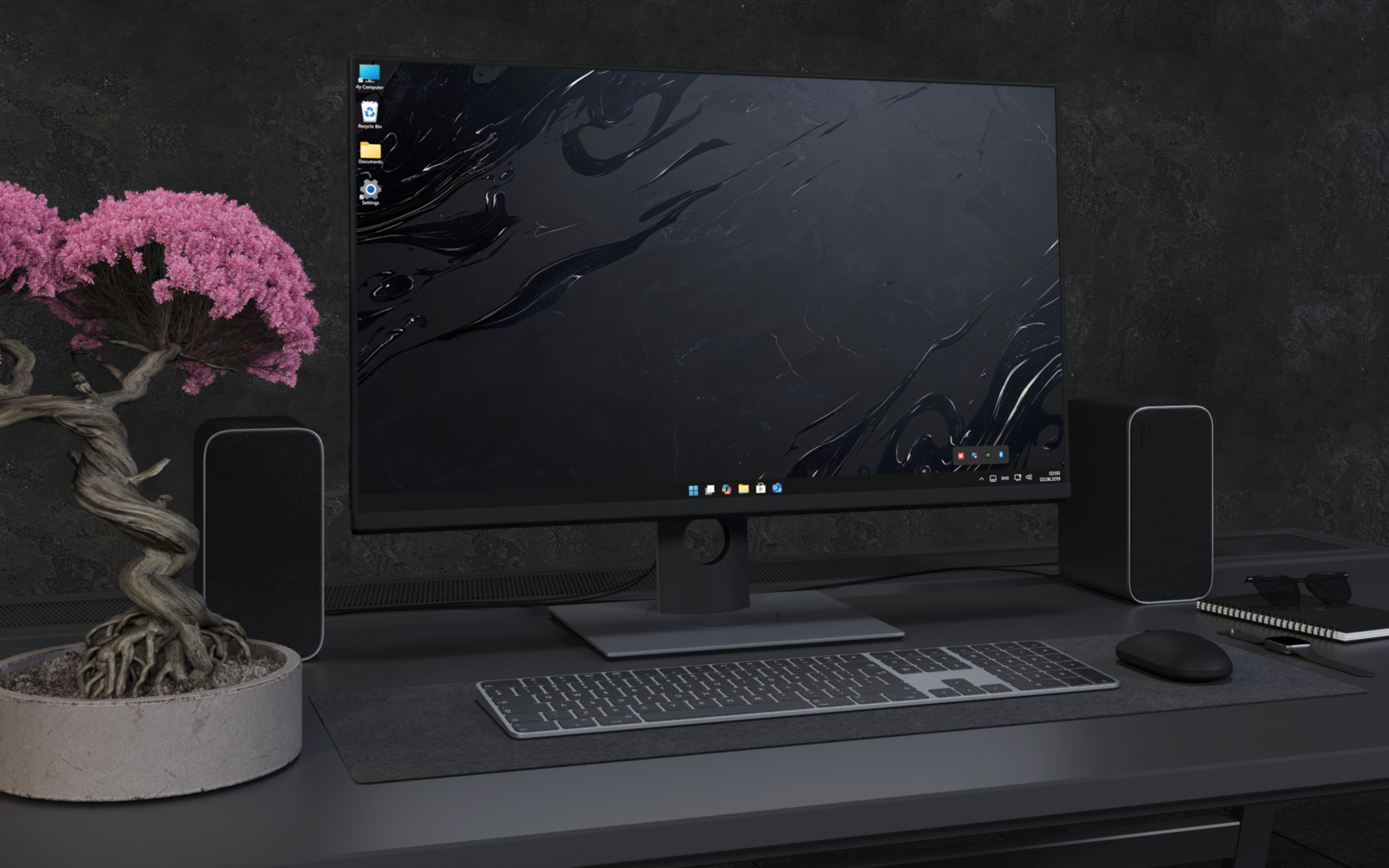 Desktop Wallpaper 2884 - Dark Abstract Liquid Ink 4K Background
