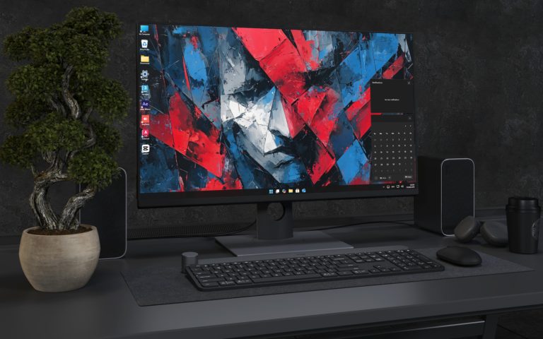Desktop Wallpaper 3028 - Red Blue Shattered Geometry 4K Desktop Wallpaper