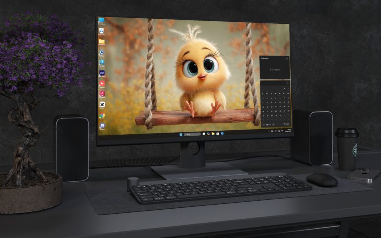 Desktop Wallpaper 3038 - Cute Yellow Chick on Forest Swing 4K Wallpaper