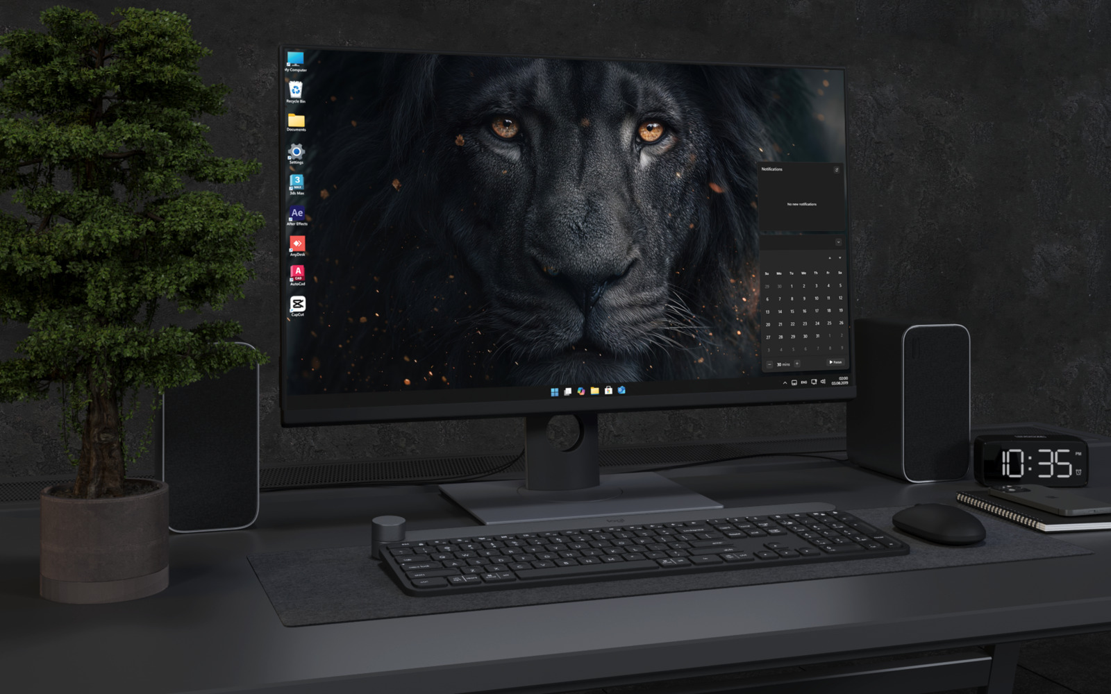 Desktop Wallpaper 3058 - Black Lion Golden Eyes 4K Desktop Wallpaper