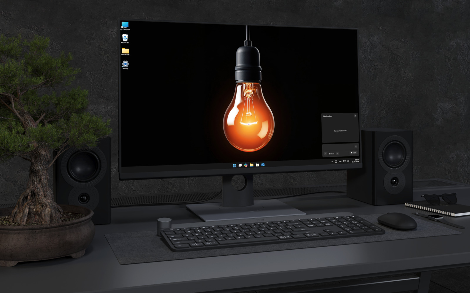 Desktop Wallpaper 3135 - Moody Glowing Edison Bulb 4K Desktop Wallpaper