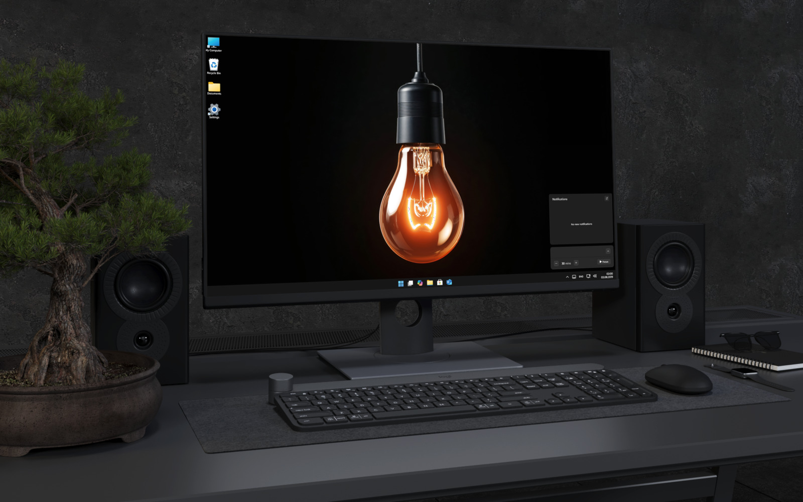 Laptop Wallpaper 3132 - Moody Glowing Edison Bulb 4K Desktop Wallpaper