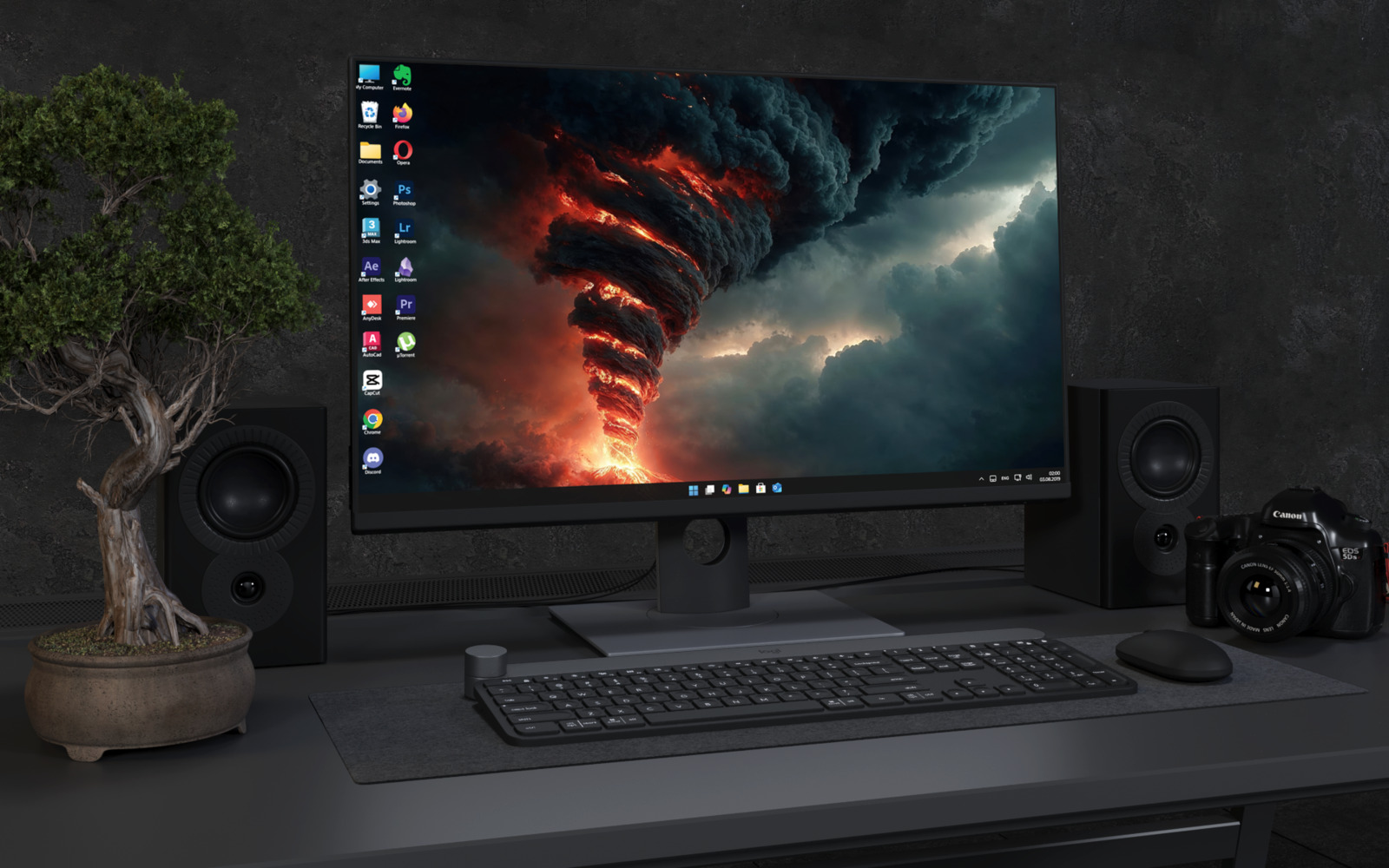 Laptop Wallpaper 3193 - Volcanic Fire Tornado Storm 4K Desktop Wallpaper