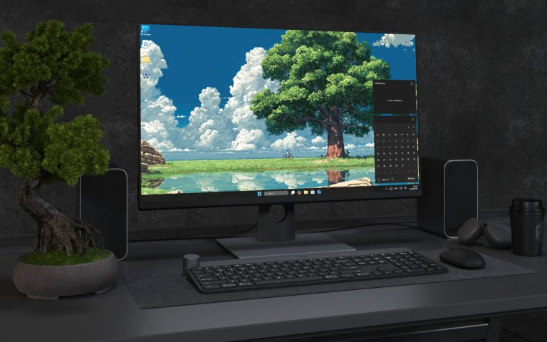 Desktop Wallpaper 3381 - Sunny Lakeside Tree Anime Landscape Wallpaper