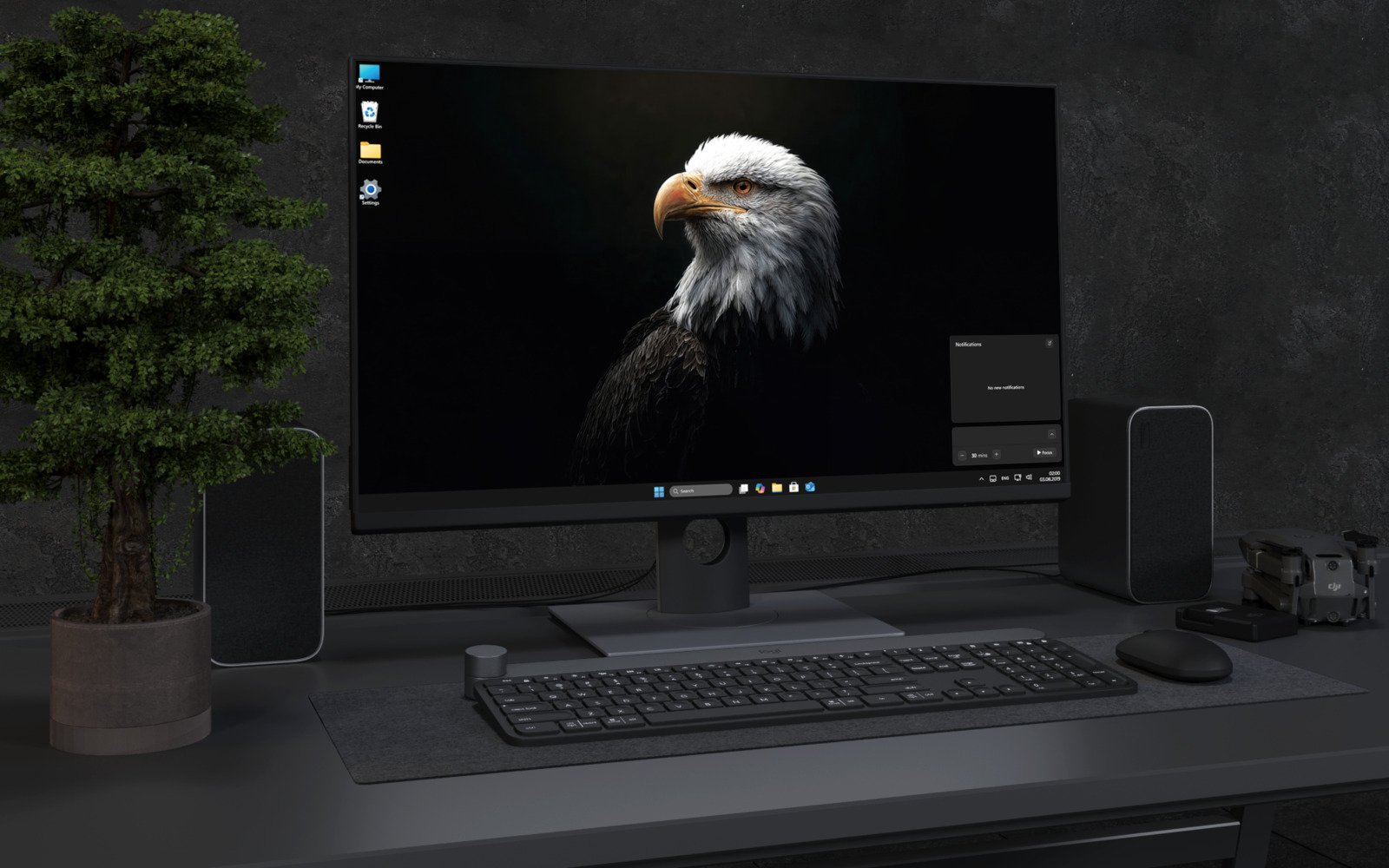 Desktop Wallpaper 3421 - Majestic Bald Eagle Dark 4K Desktop Wallpaper