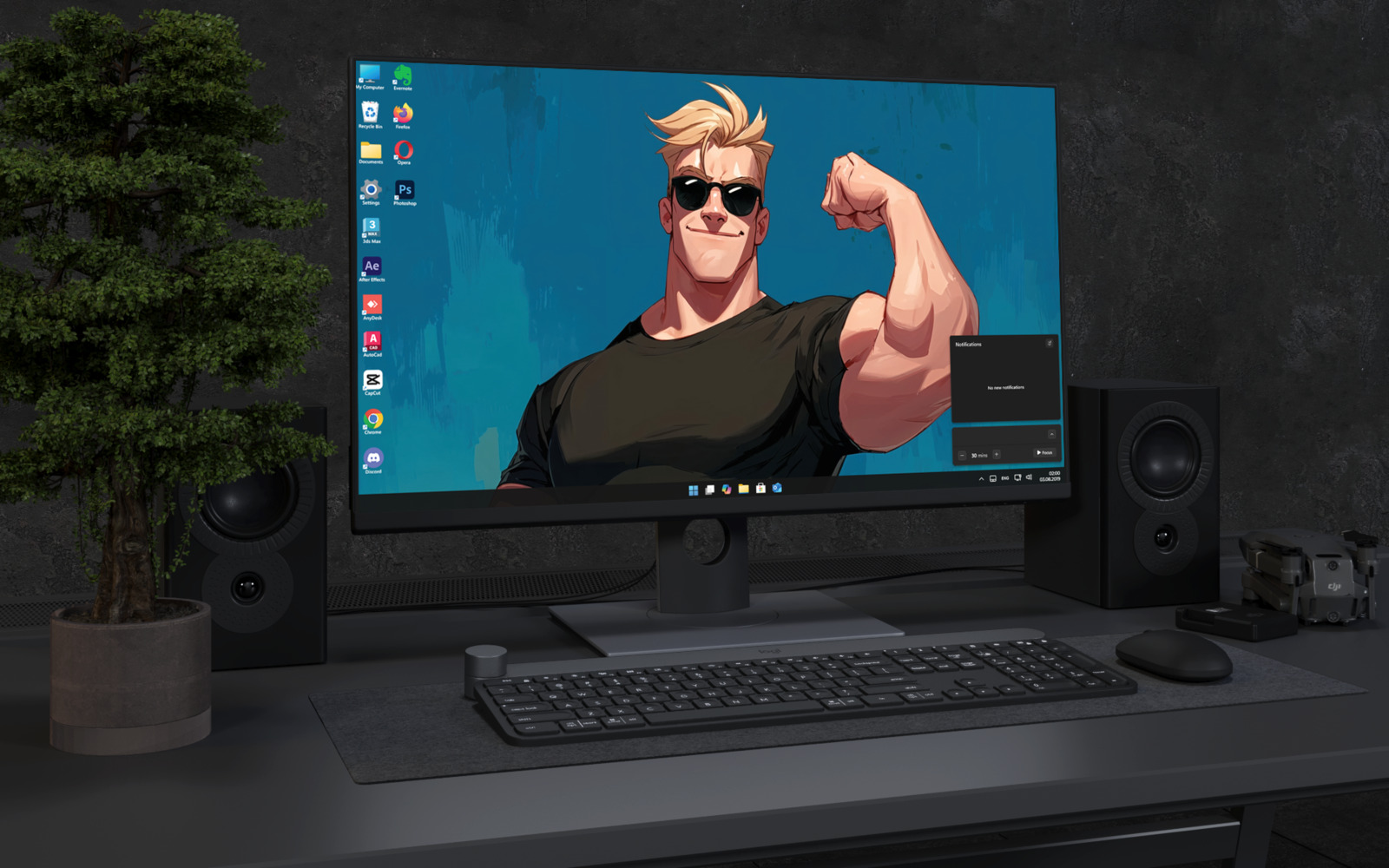 Laptop Wallpaper 3440 - Confident Muscle Man 4K Desktop Wallpaper