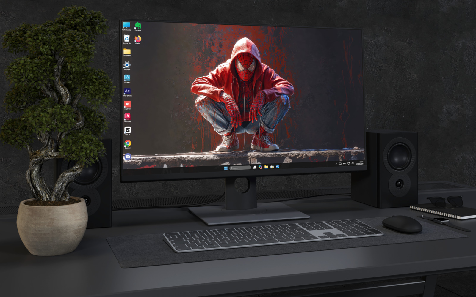Laptop Wallpaper 3456 - Masked Urban Spider Hero 4K Desktop Wallpaper