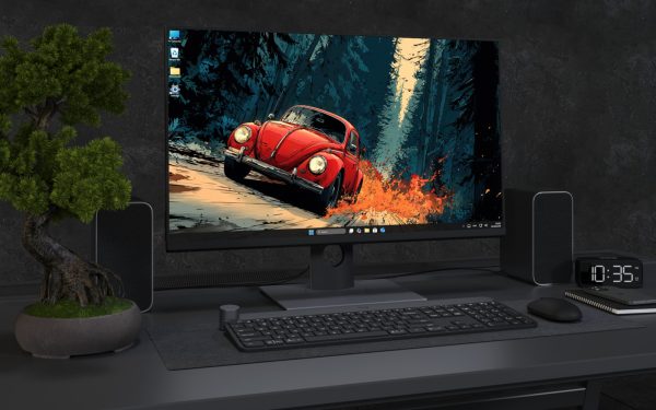 Desktop Wallpaper 3531 - Red Beetle Forest Drive 4K Desktop Wallpaper