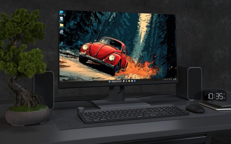 Desktop Wallpaper 3531 - Red Beetle Forest Drive 4K Desktop Wallpaper