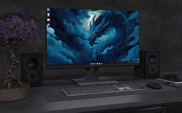 Desktop Wallpaper 3604 - Blue Storm Dragon Among Clouds 4K Wallpaper