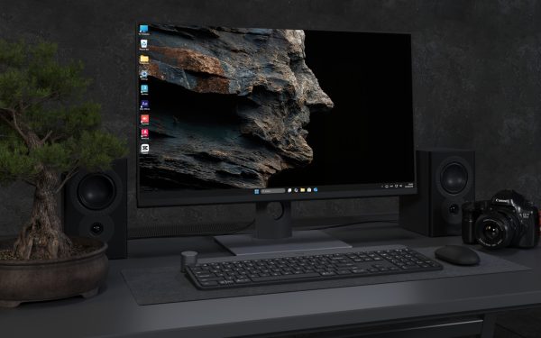 Laptop Wallpaper 3669 - Dark Layered Rock Face 4K Desktop Wallpaper