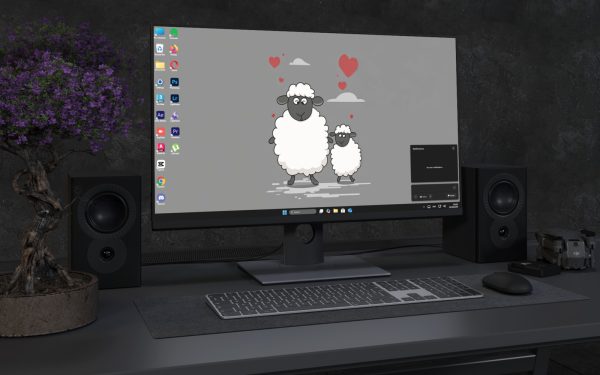Desktop Wallpaper 3772 - Cute Sheep and Lamb Minimalist Wallpaper