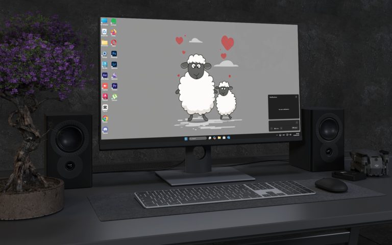 Desktop Wallpaper 3772 - Cute Sheep and Lamb Minimalist Wallpaper