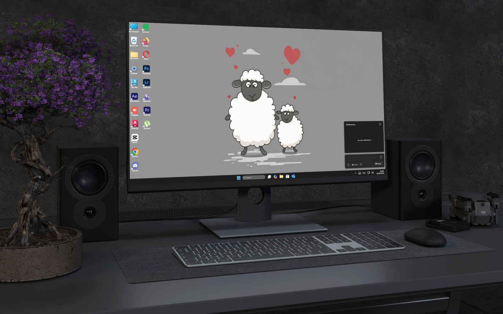 Desktop Wallpaper 3772 - Cute Sheep and Lamb Minimalist Wallpaper