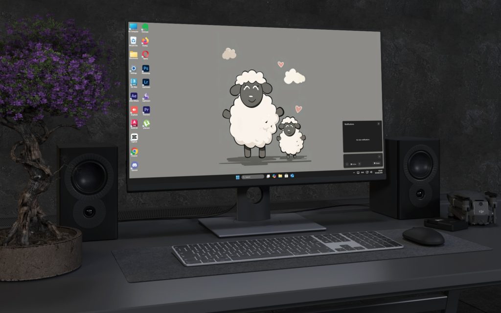 Laptop Wallpaper 3769 - Cute Sheep and Lamb Minimalist Wallpaper