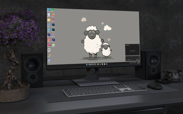 Laptop Wallpaper 3769 - Cute Sheep and Lamb Minimalist Wallpaper