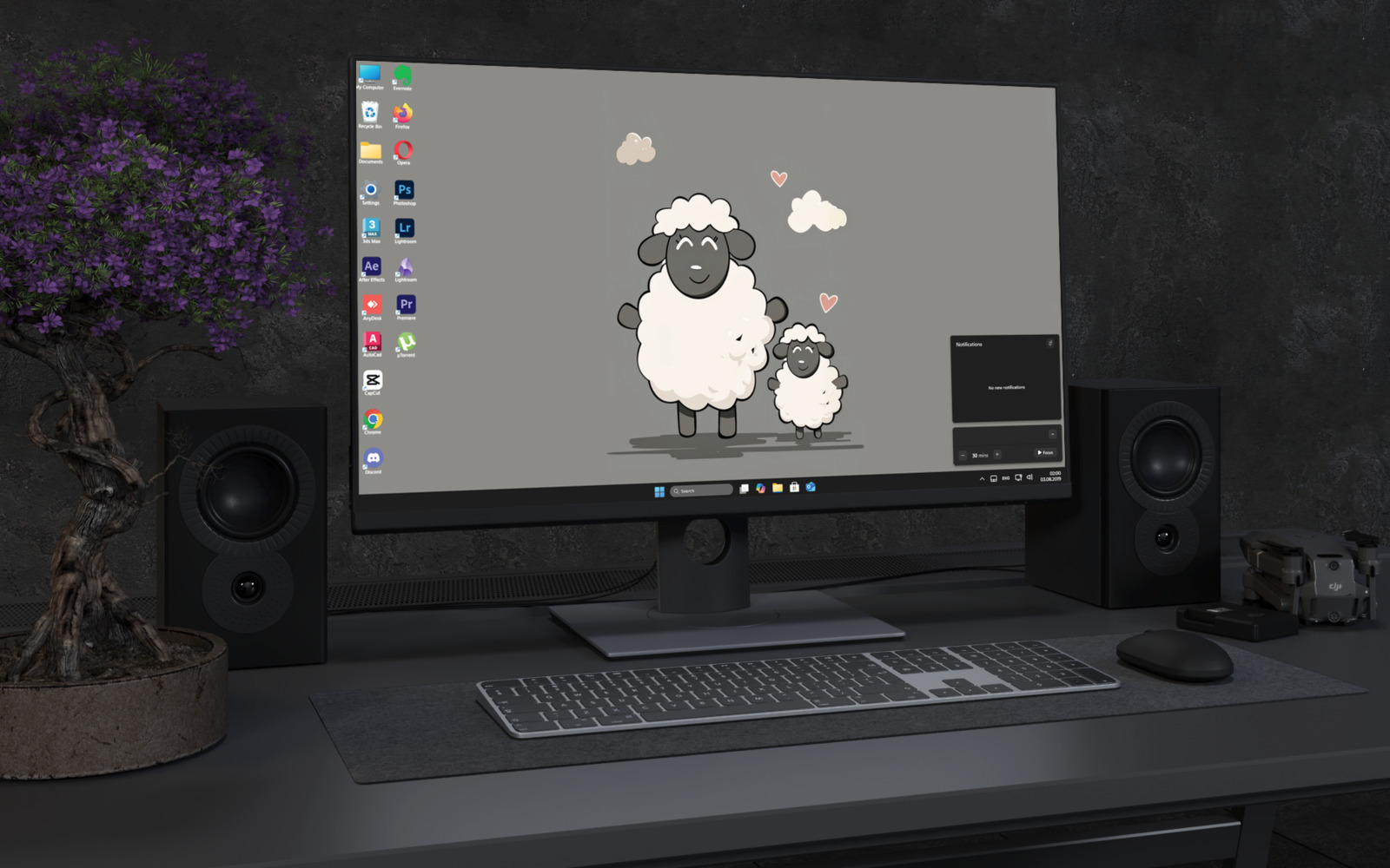 Laptop Wallpaper 3769 - Cute Sheep and Lamb Minimalist Wallpaper