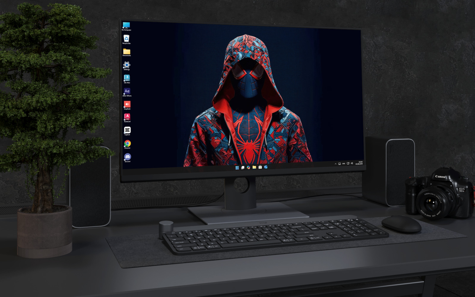 Desktop Wallpaper 3784 - Hooded Spider Hero Dark 4K Desktop Wallpaper