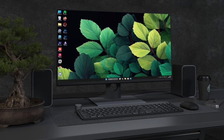 Desktop Wallpaper 3810 - Emerald Tropical Leaves on Dark Botanical Backdrop