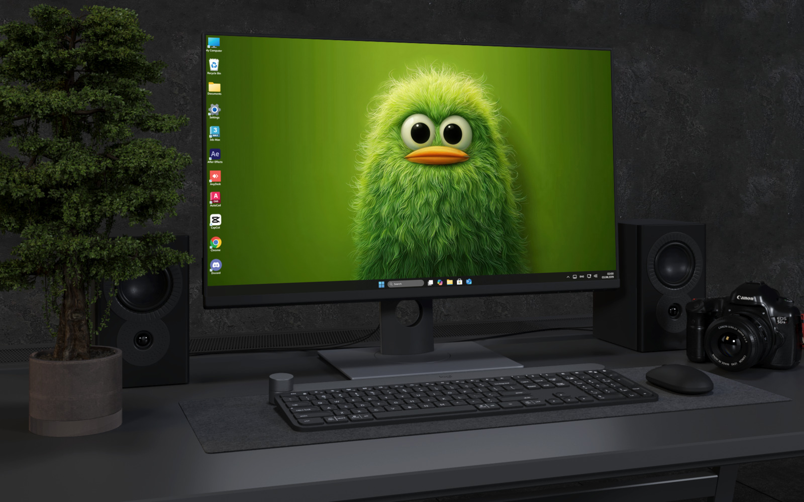 Desktop Wallpaper 3815 - Cute Fluffy Green Bird 4K Desktop Wallpaper