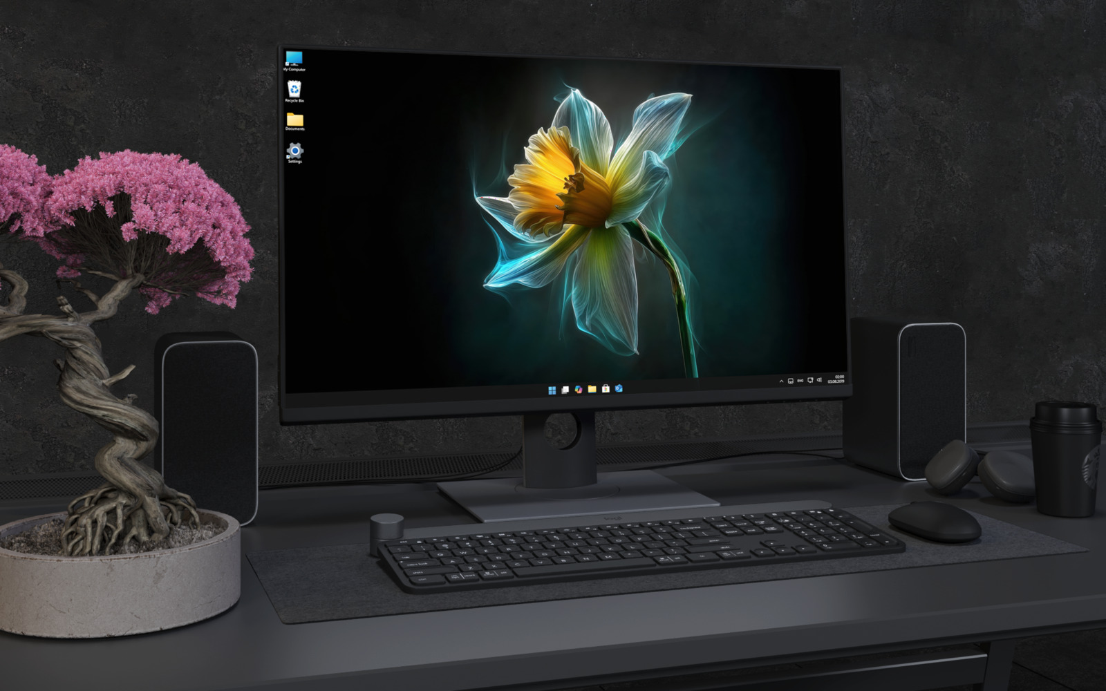 Laptop Wallpaper 3849 - Glowing Daffodil Flower 4K Desktop Wallpaper