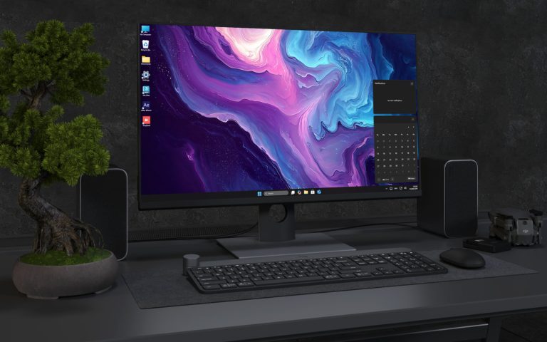 Desktop Wallpaper 3918 - Cosmic Purple and Blue Liquid Marble Wallpaper