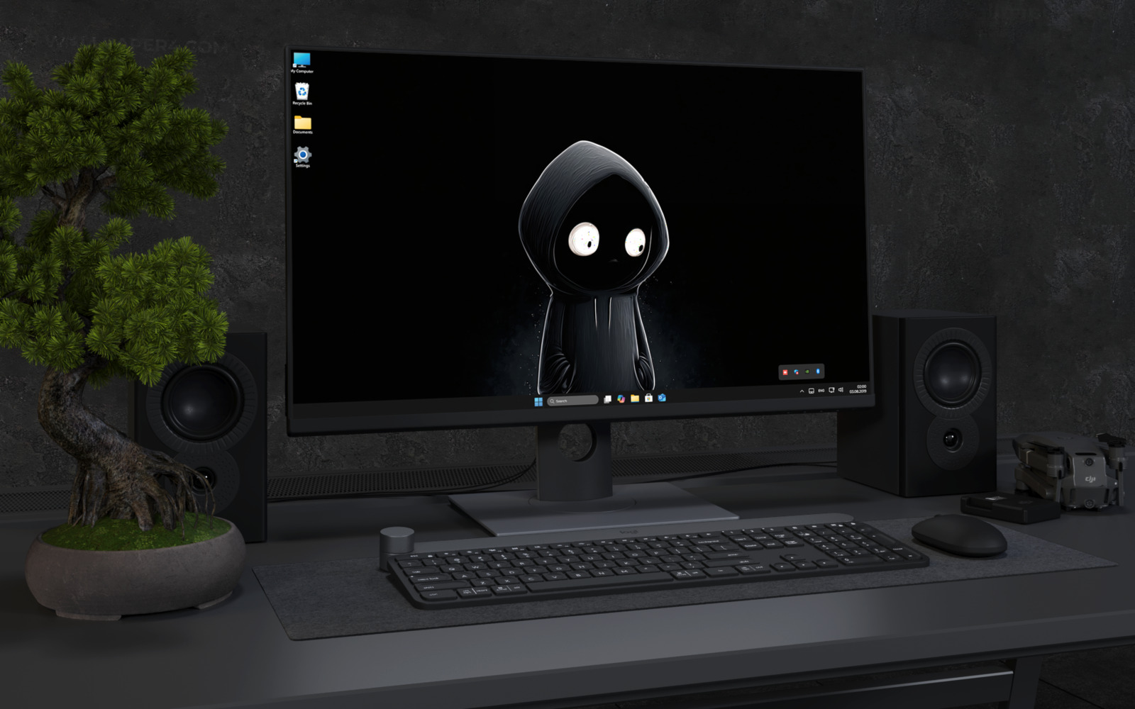 Desktop Wallpaper 3965 - Cute Dark Hooded Figure 4K Desktop Wallpaper Art
