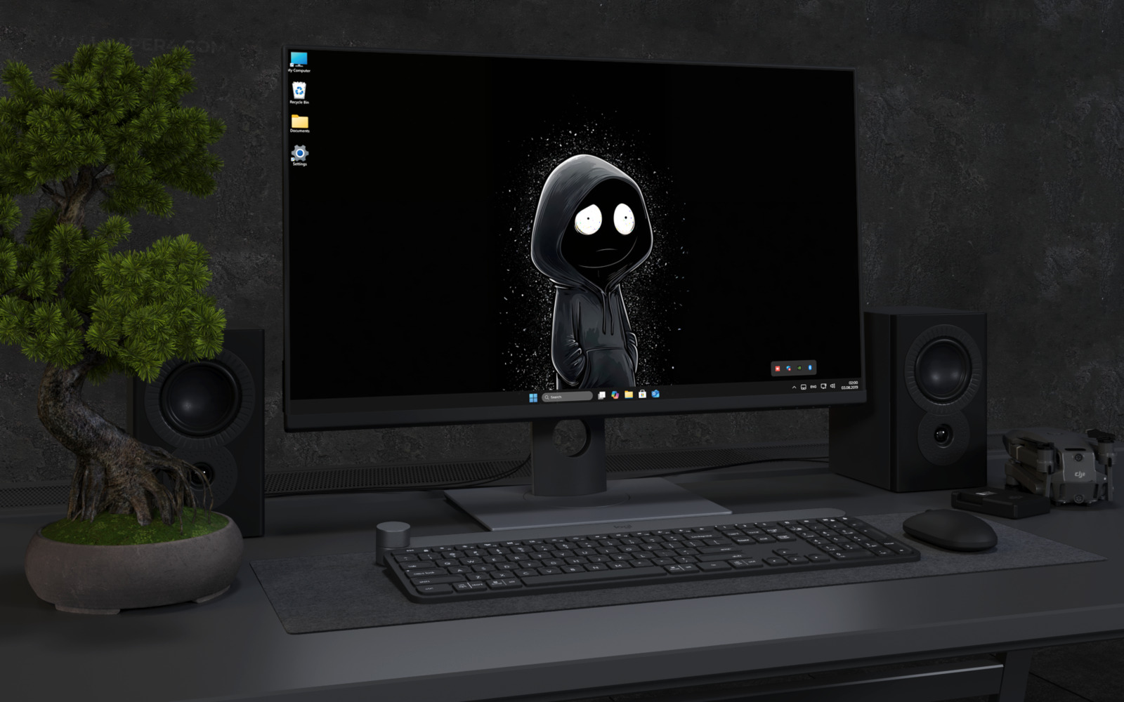 Laptop Wallpaper 3960 - Cute Dark Hooded Figure 4K Desktop Wallpaper Art