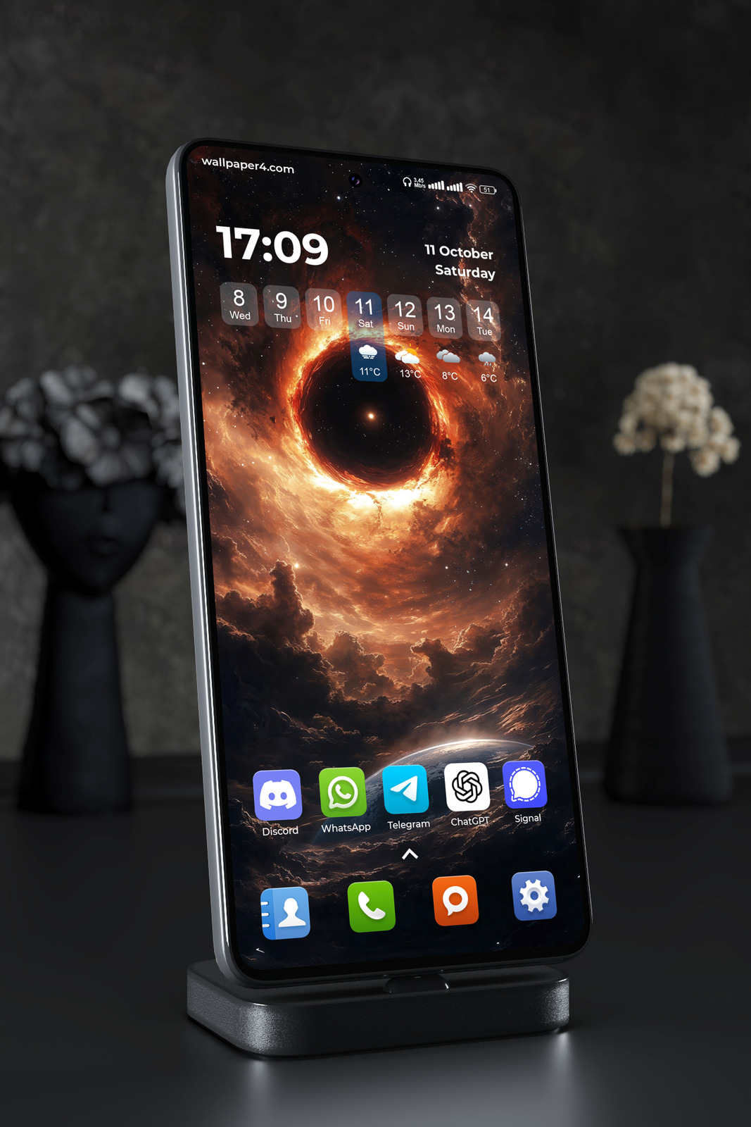 Phone Wallpaper 2830 - Epic Black Hole and Galaxy Core Space Art