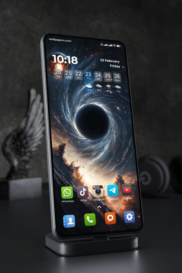 Phone Wallpaper 2852 - Cosmic Planet in a Galactic Vortex Space Art